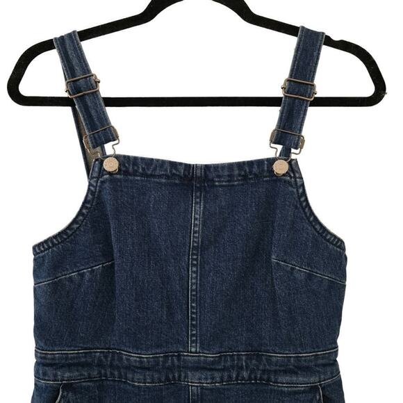 Madewell Mini Dress 4 Blue Denim Square Neck Pockets Medium Wash Sleeveless - Picture 2 of 7